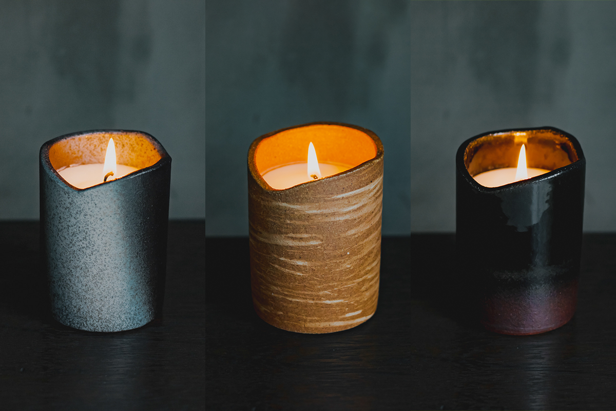 「豊かな表情」を持つ信楽焼のアロマキャンドルー風狂ー